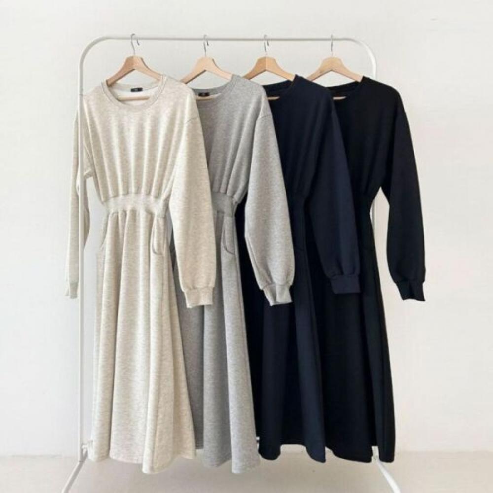 From Heart Waist Slimming Banding Fleece Flare Long Dress