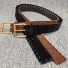 Vintage Suede Belts Ladies  Gold Alloy Waist Buckle Dress Accessories Elegant Jeans Decorative