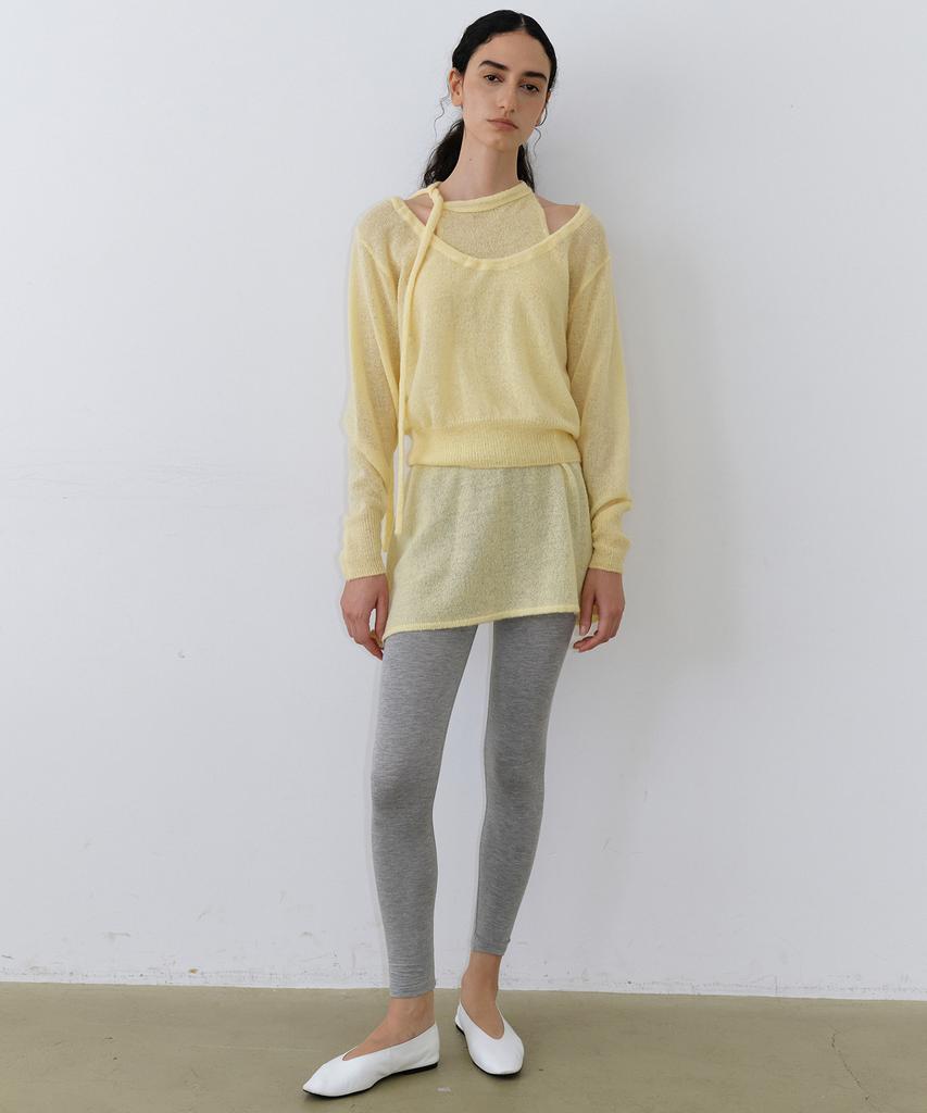 UUNE SCENE String Deep U-Neck Knit_Yellow