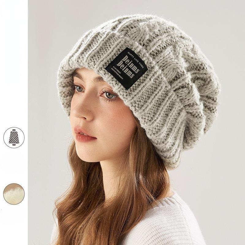 Spring and Autumn Versatile Ear Protection Knitted Yarn Stacking Hat Women's Hat