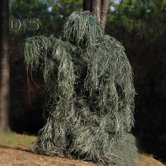 5Pcs/Set Ghillie Suit with Jacket Pants Hood Garland Carry Bag 3D Camouflage Hunting Apparel Youth Adults Woodland Clothes