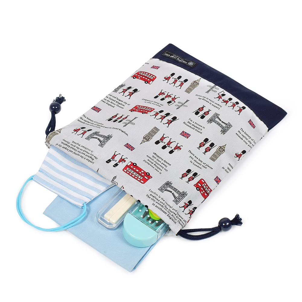 COLORFUL CANDY STYLE Drawstring Gussetless Lunch Bags Name London March Set of Cool Drawstring Elementary School Lunch Elementary School Entrance