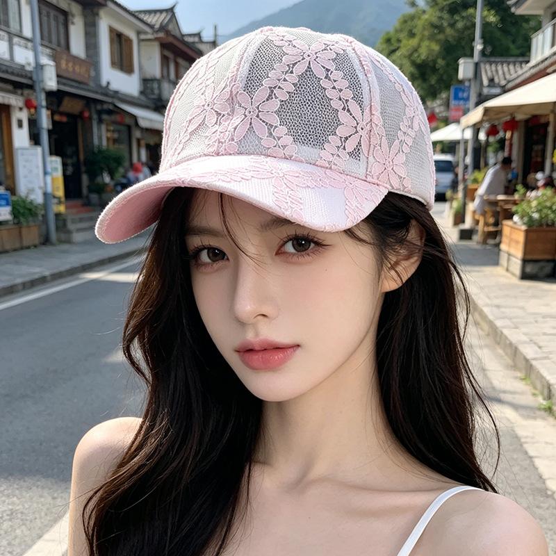 Summer New Lace Hollow Flower Temperament Baseball Cap Women's Outdoor Street Versatile Sunscreen Sunshade Cap
