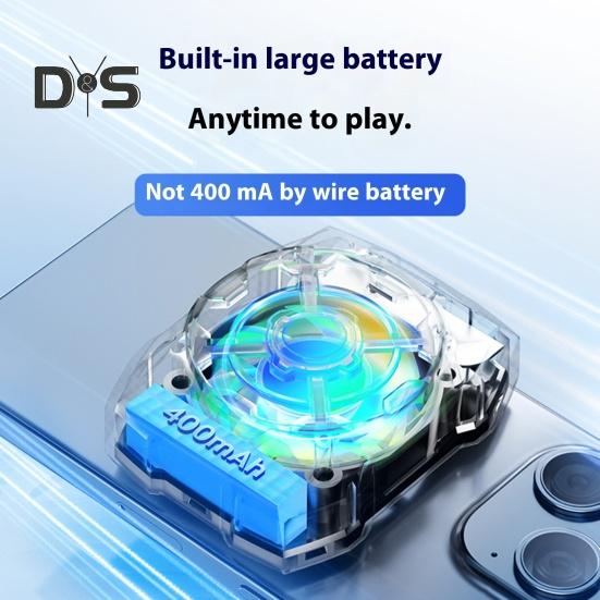 Rechargeable Phone Radiator Low-Noise Wireless Magnetic 3 Speeds Adjustable Gaming Phone Cooling Fan with LED Lights