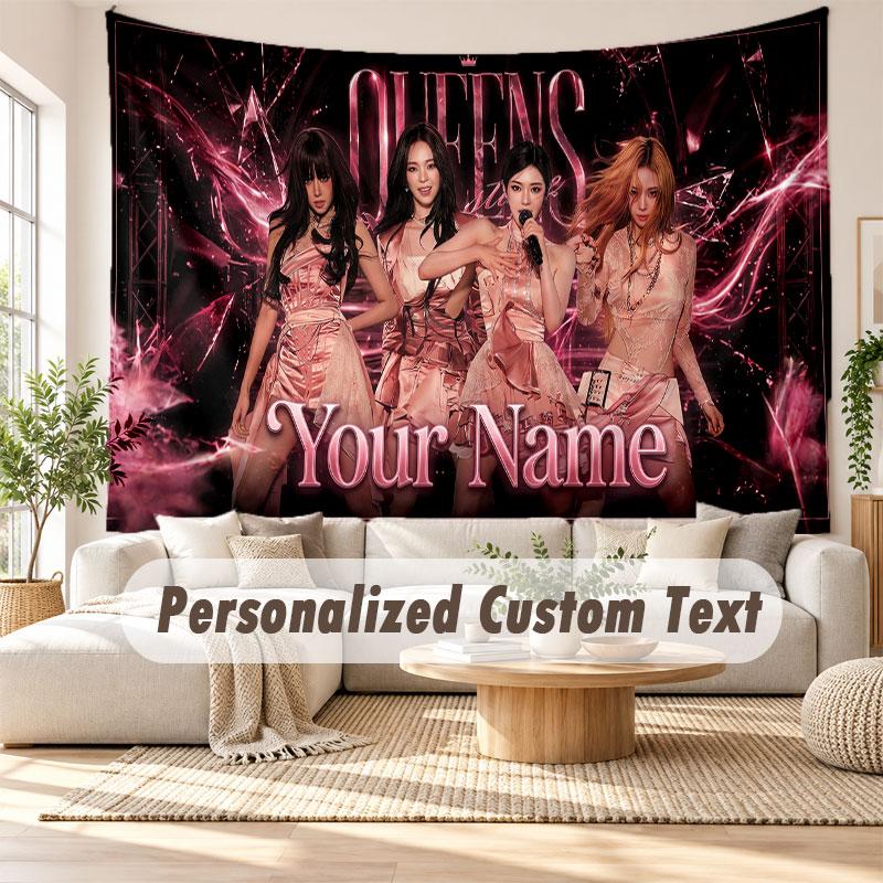 Custom Name Wall Hanging Tapestry,aespa Decorative Backdrop Tapestry For Dorm Home