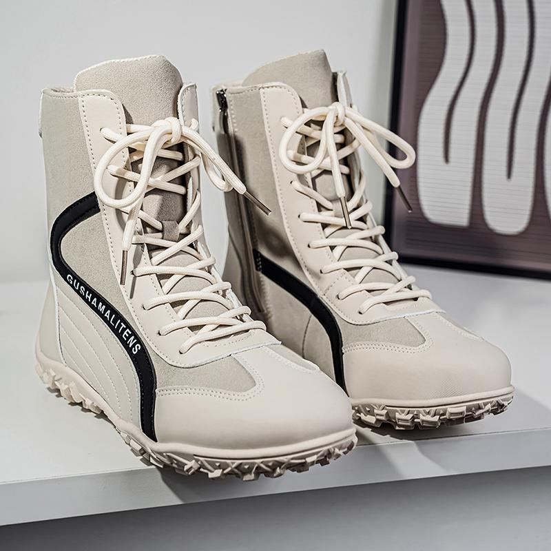 Men's High Top Boots Fashionable and Versatile Street Style Comfortable and Soft Soled Outdoor Travel Shoes