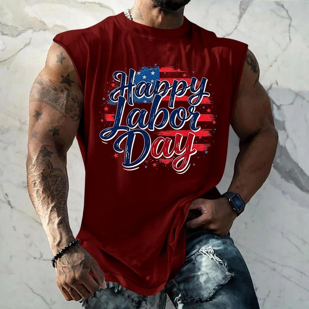 Men Sleeveless Tank Top Casual Loose Fit Muscle Shirt Summer Workout Athletic Gym Shirt Printed Graphic Tank Top for Outdoor Activities