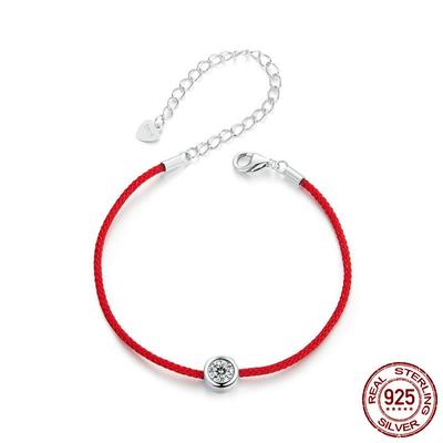 Nový nádherný náramek Moissanite Red Rope Lucky Novoroční model 50 bodů Stříbrný náramek Moissanite S925