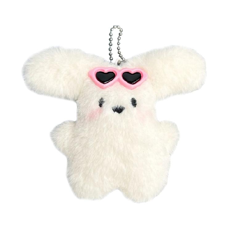 Puppy Toy Keychain with Bowknot Cartoon Big Ear Dog Plush Dolls Keyring Pendant Backpacks Bag Charm for Women and Girls