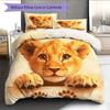 Little Lion Pattern Bedding Home Decoration Birthday Gift (1 * duvet cover + 2 * pillowcase, without core)