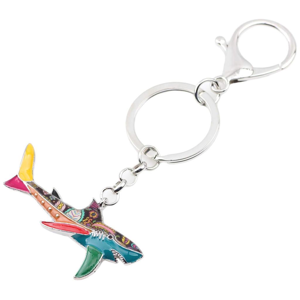 WEVENI Enamel Alloy Shark Keychain Ring Handbag Charm Keychain Fashion Marine Fish Jewelry for Women Bag Charm Gift (Multicolor), Multicolor, W2L2