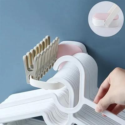 Multifunction Clothes Pin Collector Balcony Hook Clothes Hanger Clip Collector Foldable Storage Rack Wall Hanger Finishing Rack