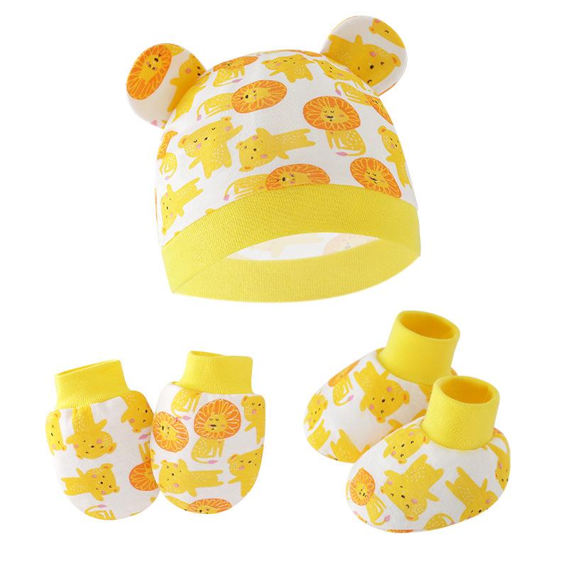 Newborn Newborn Baby Hat Anti Scratch Gloves Protective Foot Cover Three Piece Set Baby Hat Baby Hat
