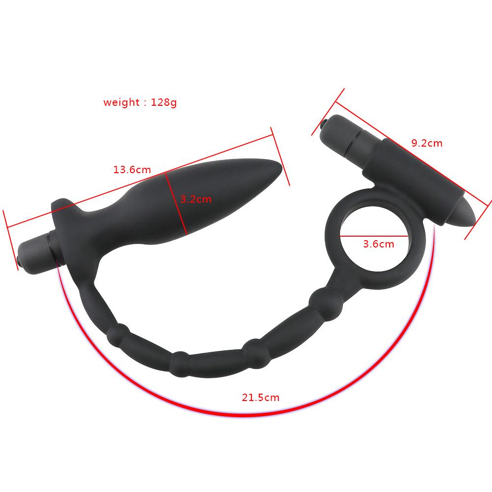 10 Modi Vibration Penisring mit vibrierendem Analplug Silikon Cockring Butt Plug Sexspielzeug für Männer