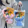 Dr.Bär Abschlussstrauß Geschenk Häkelblume Gestrickter Sonnenblumenstrauß Handgeflochtene Blumensträuße Geburtstags-Abschlussgeschenke