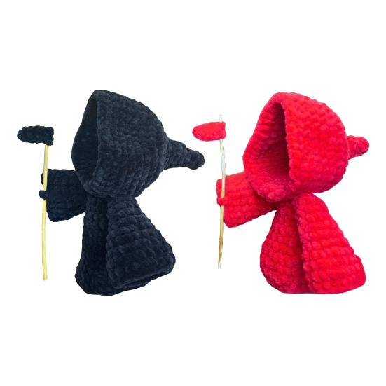 Crocheted Grim Reaper Handmade Reaper Doll Witchy Ghost Crochet Doll Bag Charm Tabletop Decoration Gift for Halloween Lovers