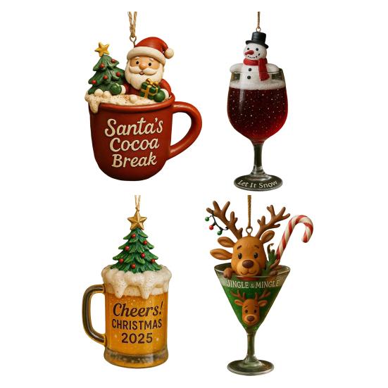 Christmas Ornament Drink Cup Hanging Charm Personalized Holiday Lanyard Decorations for Family Friends