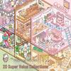 Miniature Scene Collection: 3D Visual Landscaping Hut and Girl Toy Stickers