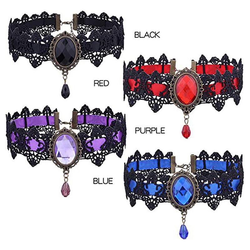 Gothic Victorian Black Lace Necklace Women Girl Boho  Tassel Sexy Lace Choker Steampunk Dark Loli Style Halloween Jewelry