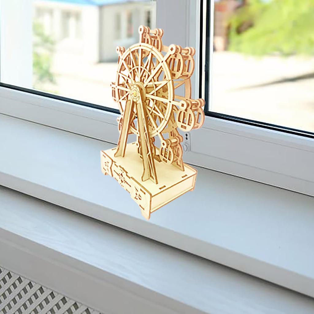 Drewniany Model 3D Puzzle Zestaw do Budowy dla Dorosłych Diabelski Młyn DIY Pudełko Muzyczne Rękodzieło Mechaniczne Puzzle Hobby Prezent dla Mężczyzn i Wieków - Zestaw, Nastolatki,