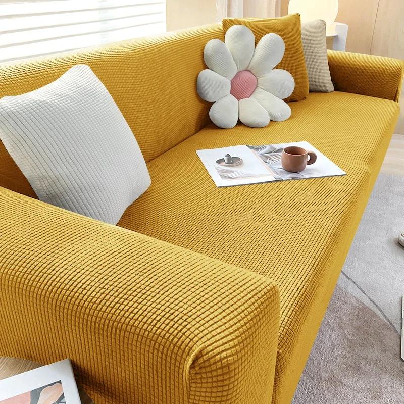 Elastic Jacquard Fabric Sofa Cover Stretch Couch Cover Sectional L Shape Sofa Slipcover Corner Case for Living Room 1/2/3/4 Seat