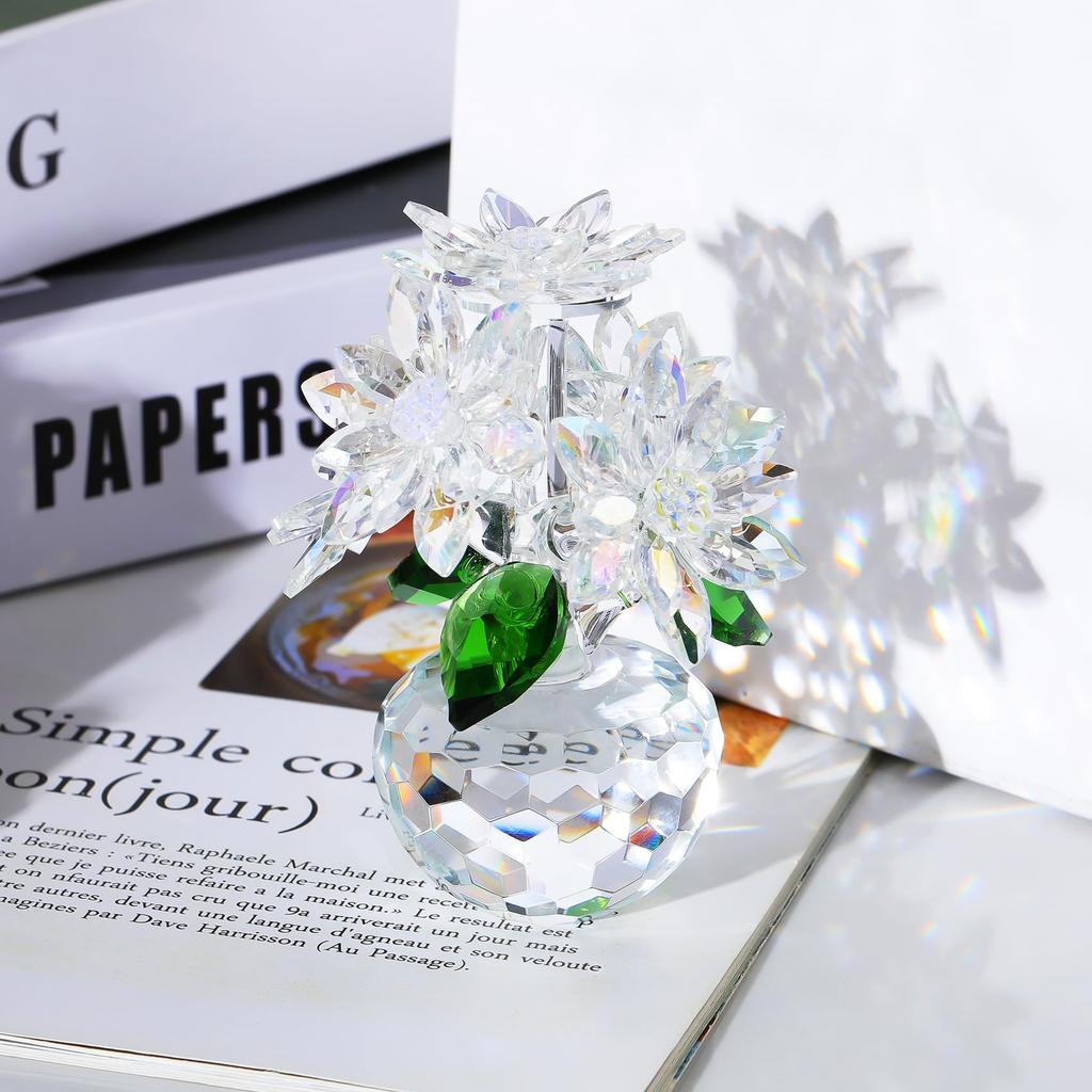 K9 Crystal Lotus Flower Ornament, Transparent Lotus Flower, Feng Shui Home Ornament, Lotus Flower Gift for Women, Friends, Mom, Popular Birthday