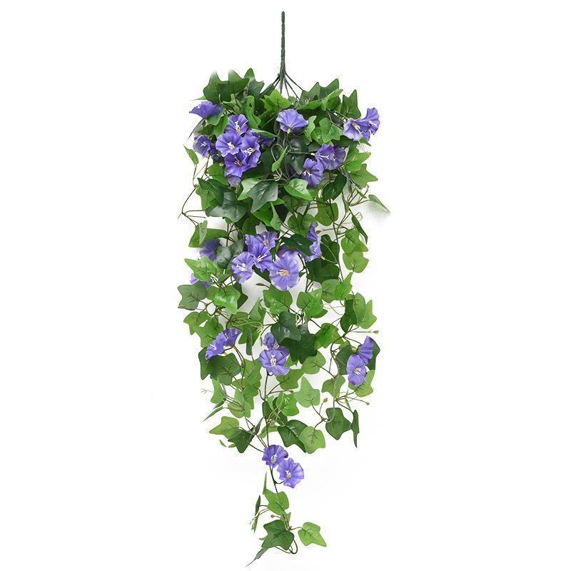 Artificial Morning Glory Wall Hanging Decoration - Green Plant Basket for Living Room