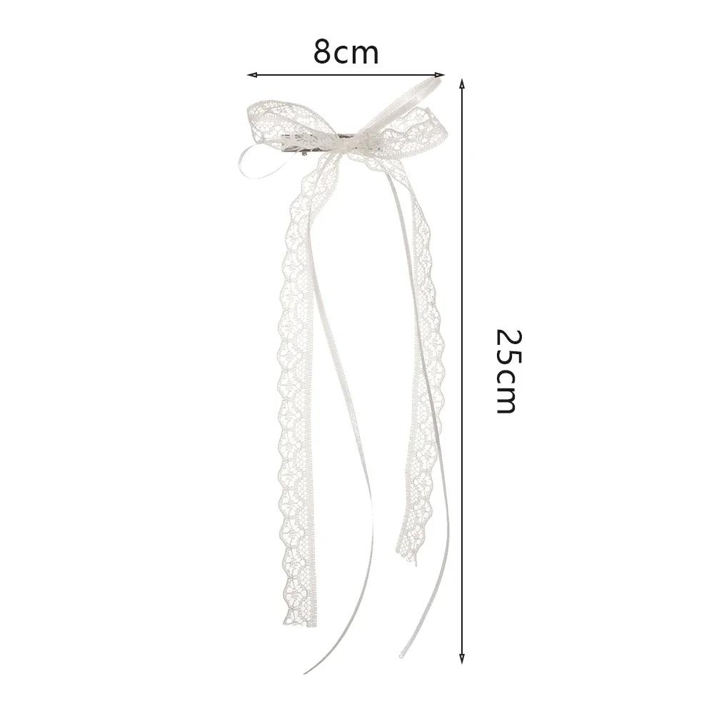 2 Stück Koreanische Spitze Schleife Haarspange Trend Lange Band Haarspangen Spangen Haarreif für Damen Mädchen Haarschmuck Hochzeits Schmuck