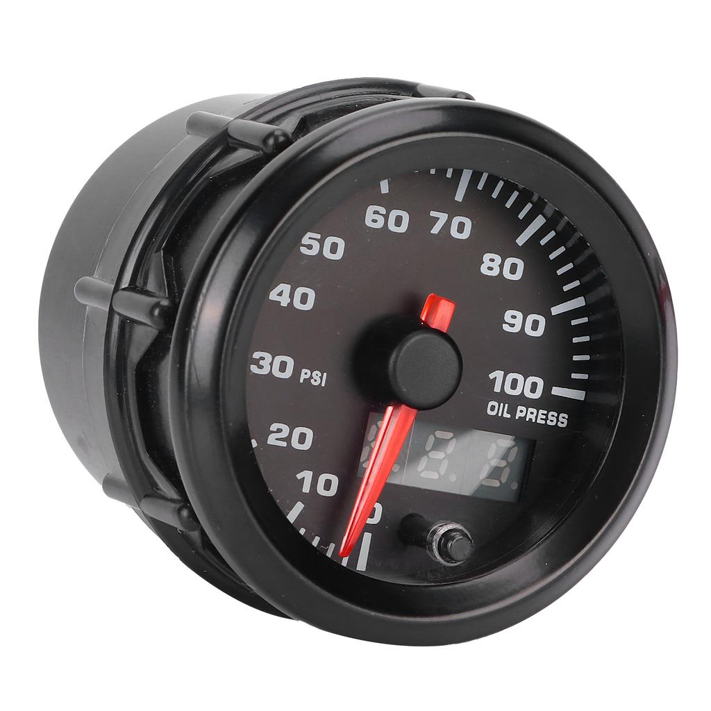 12V 2in Oil Pressure Gauge 0100PSI Meter 7 Colors LED Display with Sensor Universal for Car