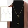 Damen Kreuz Rosenkranz Halskette, Maria mit Kreuz Anhänger, Schwarz Gold Farbe Edelstahl Christus Jesus Gebet Kirche Schmuck