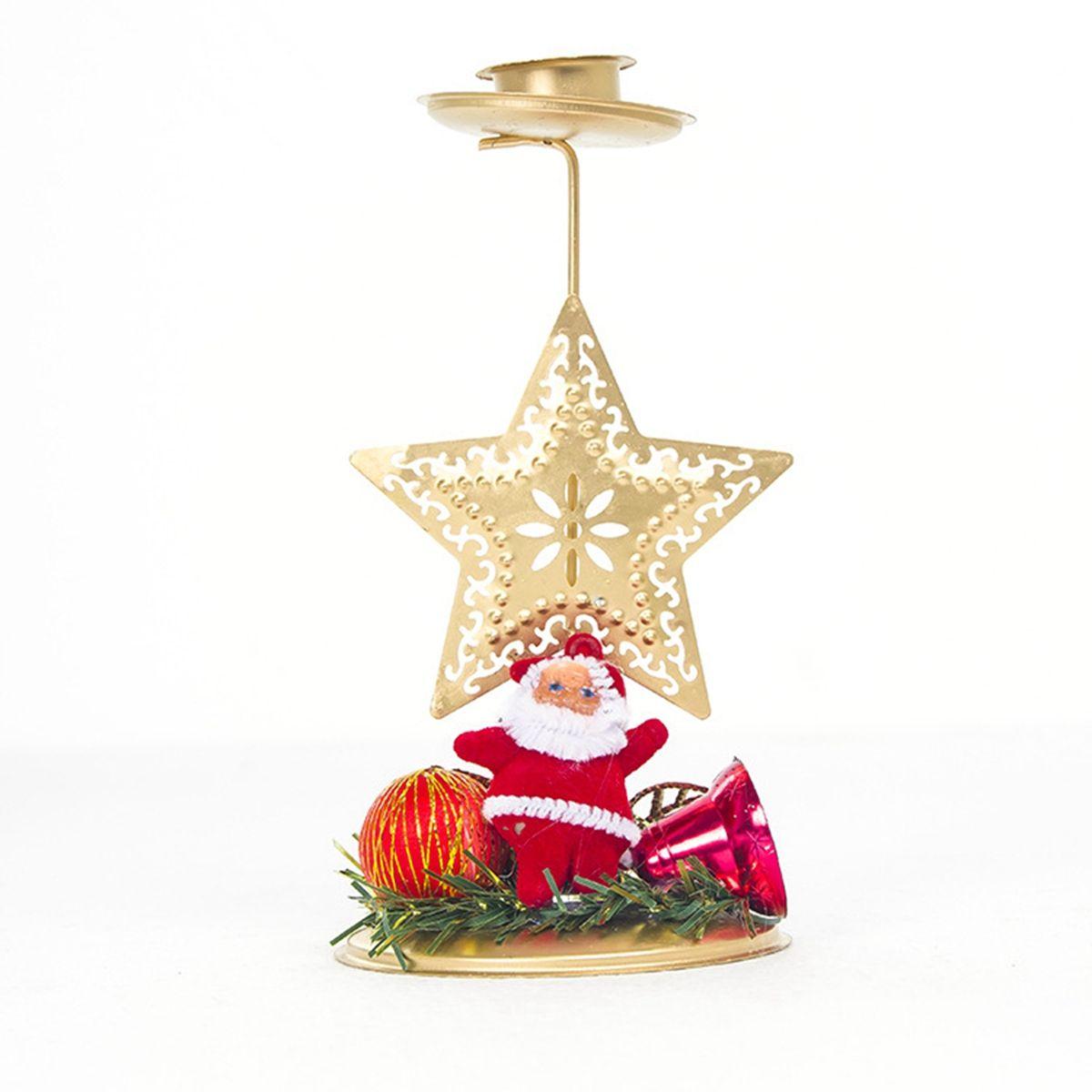 

Santa Claus Metal Snowflake Star Candlestick Stand Candle Holder Christmas Ornament Candle Pillar Star