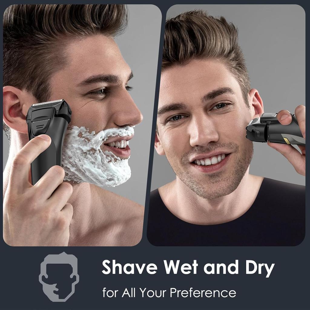 Electric Shaver For Men Rechargeable Shaving Razors Trimmer Machine Waterproof Foil Shaver with LED Display for Beard Trimming