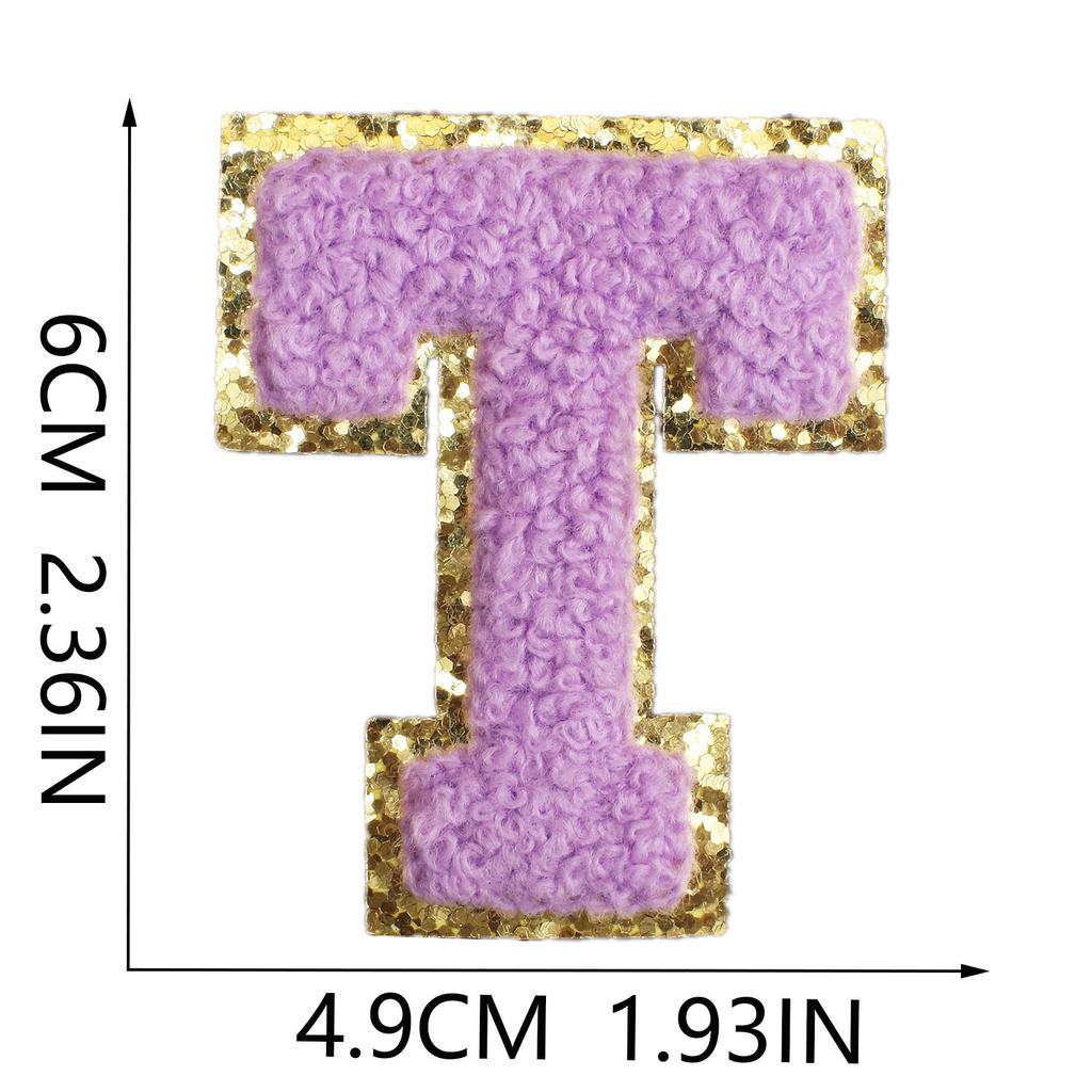 6Cm English Letter Towel Embroidery Patch Sticker Purple Letter Computer Embroidery Label Ironing Embroidery Chapter