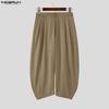 INCERUN Men Zipper Waist Casual Long Drop-crotch Pants Harem Trousers