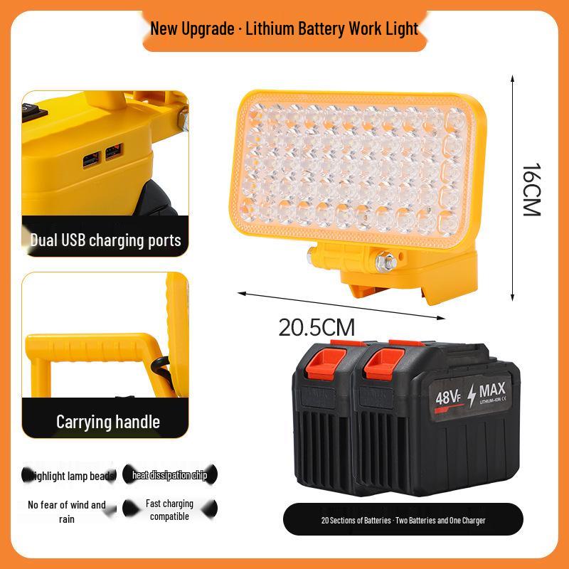 Portable Emergency Lithium Battery Floodlight for Camping, Construction, and Car Repairs