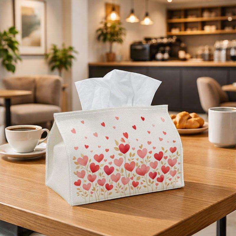 1pc Romantic Minimalist Pattern Tissue Box, Heart Floral Soft Pink Perfect for Outdoor Gatherings, Daily Desktop Use, And Suitable for Bedrooms, Livin