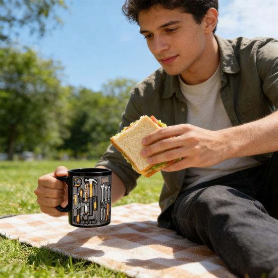 Mechanic Toolbox Mug Ceramic Funny Toolbox Coffee Mug with Spoon for Mechanics Novelty Gift for Dad Husband Car Lovers