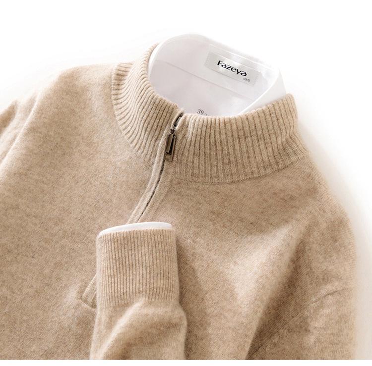 Men's Cashmere Half-Zip Thermal Sweater for Business Casual Wear