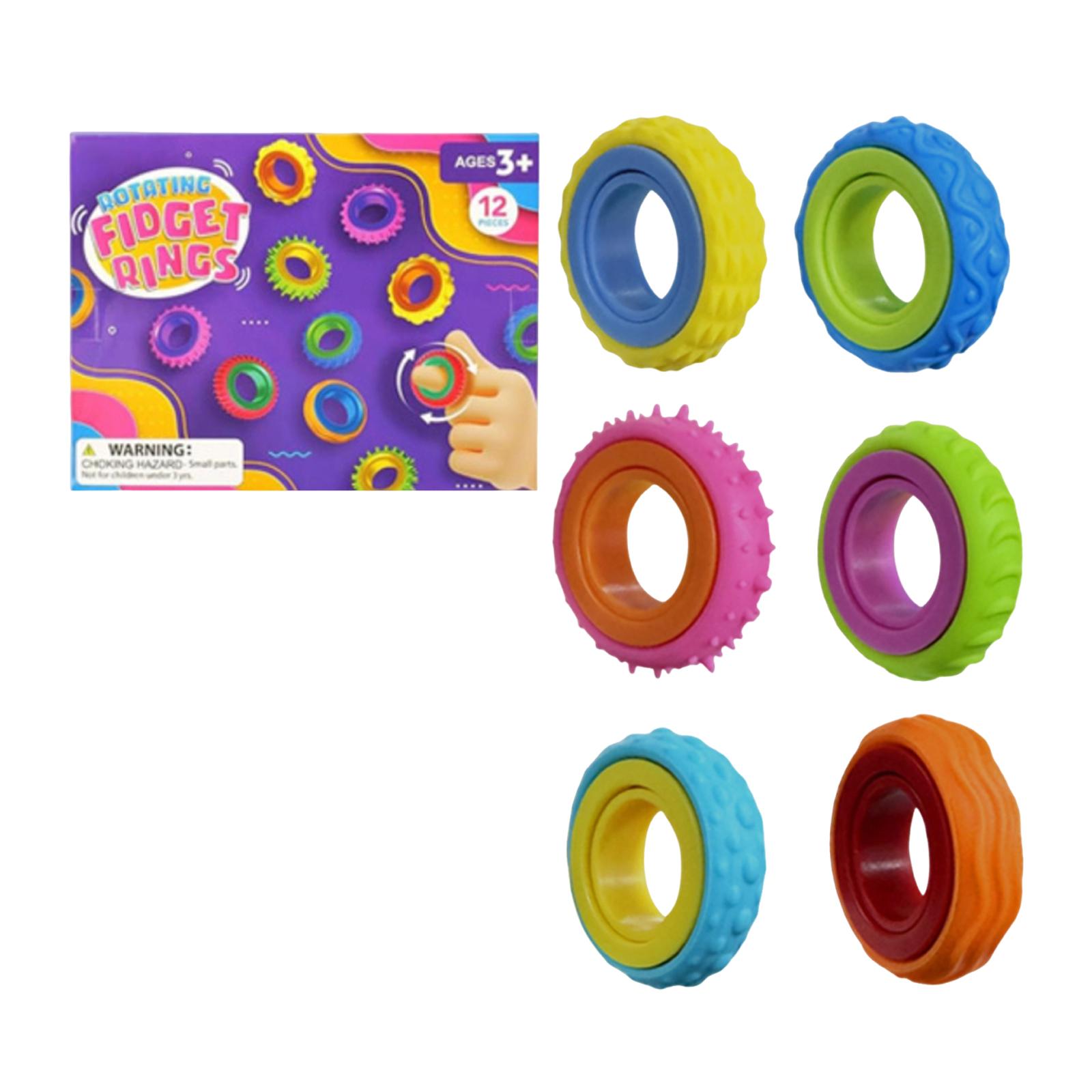 

Rotating Fidget Rings Set for Kids Sensory Stress Relief Toys Durable Soft Material with Textured Grip for Hand Therapy and Focus Improvement