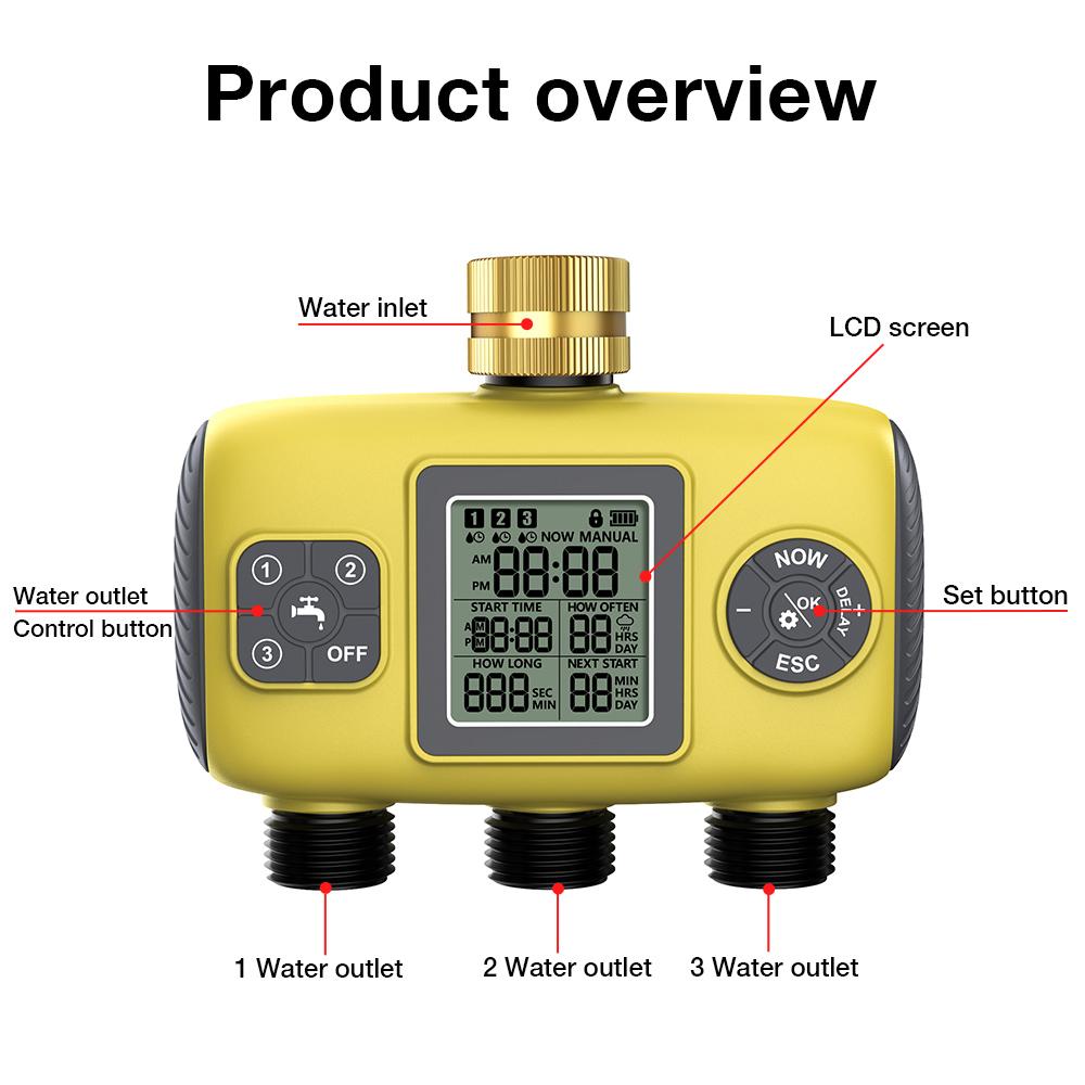 1/2/3-Outlet Smart Home Water Timer Automatic Irrigation Timer Automatic Watering Programmer Watering System for Balcony Garden