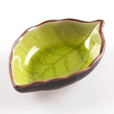 

Creative Sauce and Vinegar Small Plate 1/4 Ice Crack Glazed Leaf Ceramic Plate Seasoning Soy Sauce Kitchen Bowl Tool Plate светло-желтого