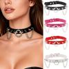PU Leather European and American Street Photography Punk Exaggerated Rivets Large O Ring Chain PU Leather Collar Necklace Necklace