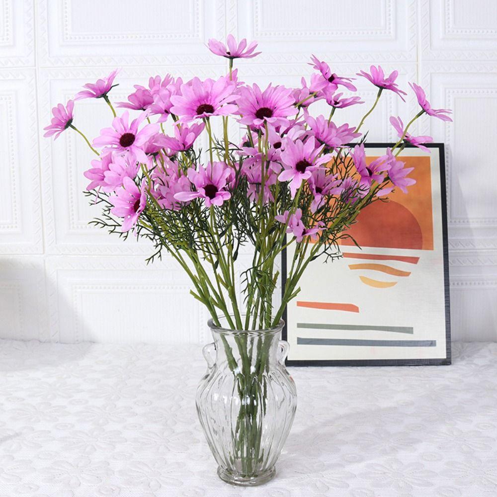 Long Branch Artificial Daisy Flowers Natural Simulation 5 Head Silk Small Daisy Flowers Multi-color Decorative