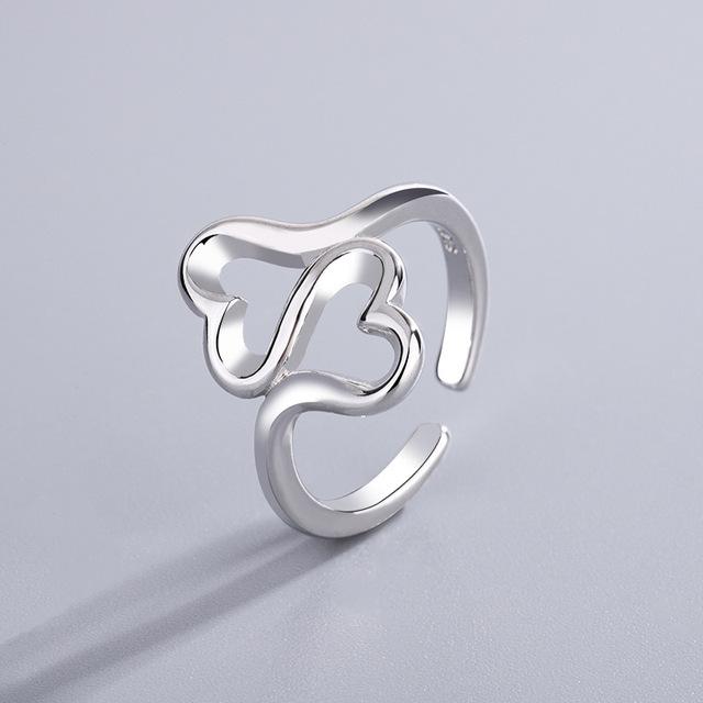 English Letter Ring Silver Color Metal Adjustable Opening Rings for Women Poker Alphabet Creative Finger Ring Men Trendy Jewelry