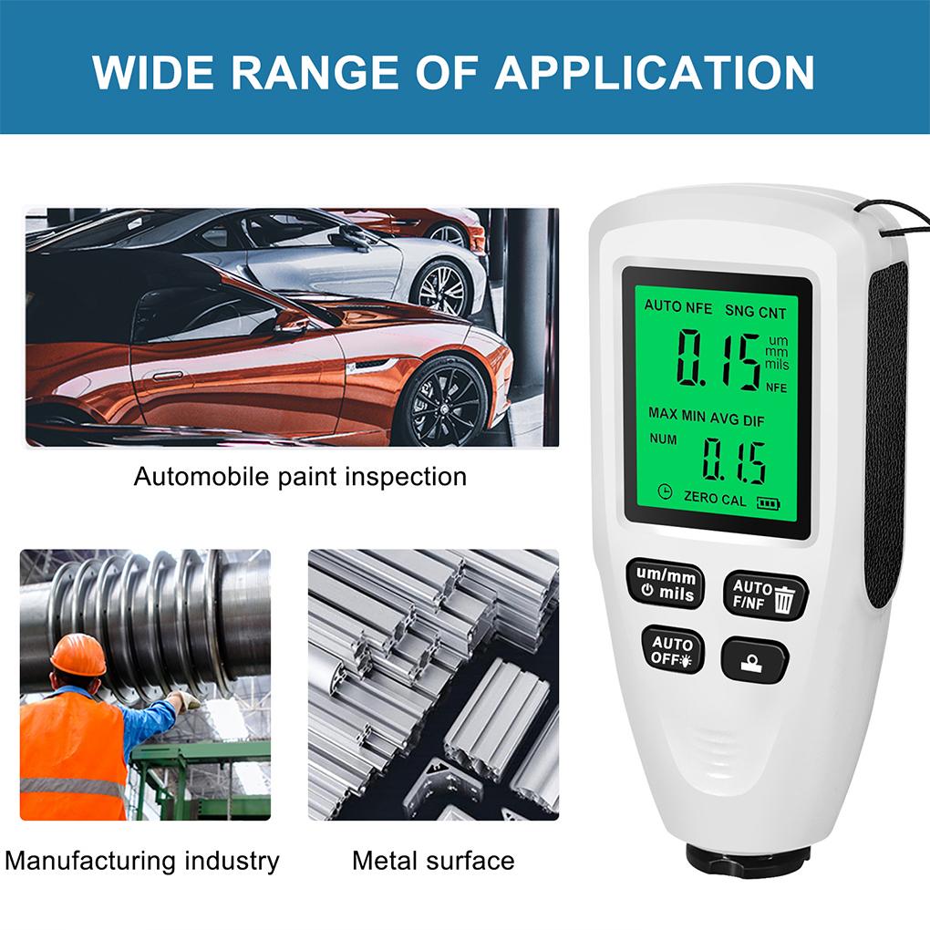 Probe Car Paint Thickness Gauge Electroplate Metal Tester Meter High-precision LCD Painting Measuring Tool Black