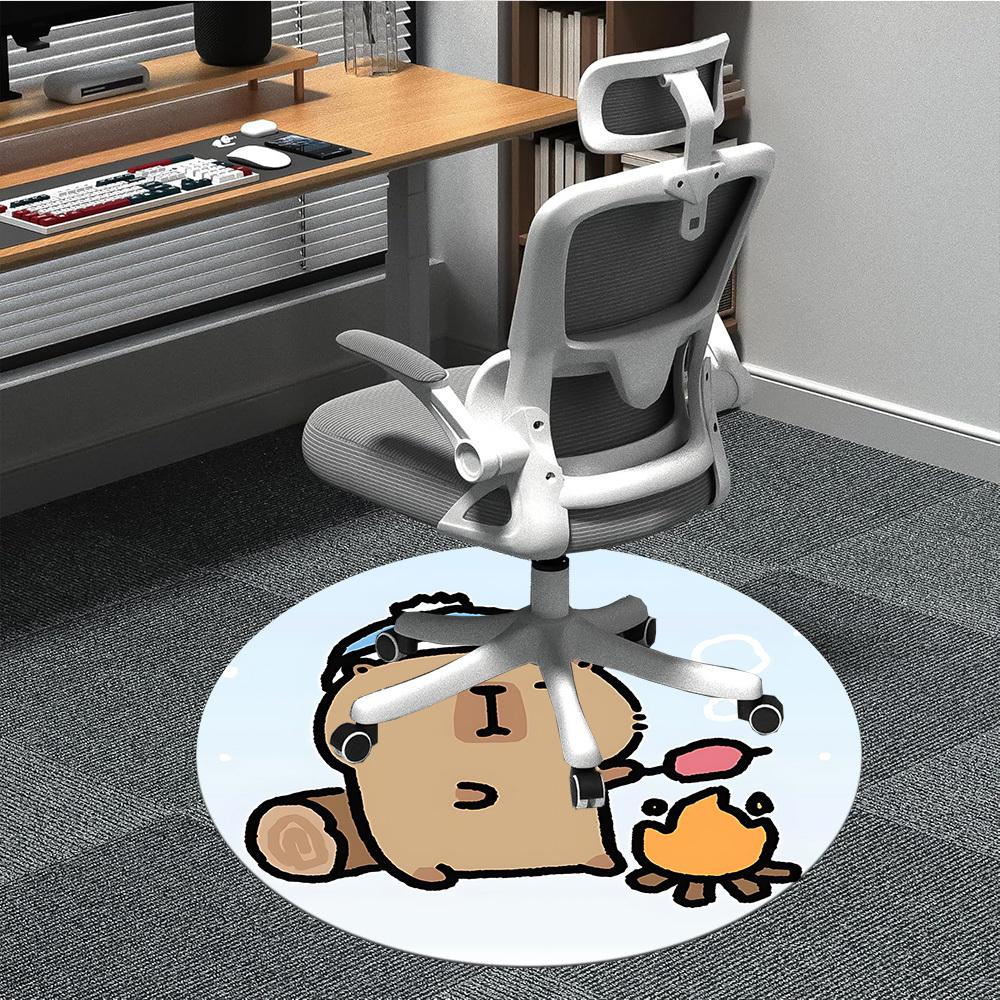 

1pc Capybara, Campfire Chair Carpet for Office Non-Slip, Machine Washable Rug for Office, Room - Holiday Decor, Machine Made yy251016075 80cm by 80cm
