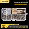 Kit de reparo de óculos: Parafusos de Aço Inoxidável, Plaquetas Nasais Antiderrapantes, Pano para Lentes, Pinça e Hastes