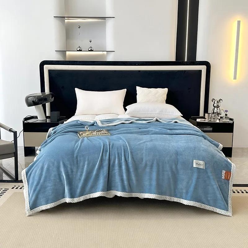 

Modern Minimalist Milk Velvet Blanket All Season Universal Thick Warm Comfortable Multifunctional Air Conditioning Cover Blanket 100x150cm 1pcs светло-синий