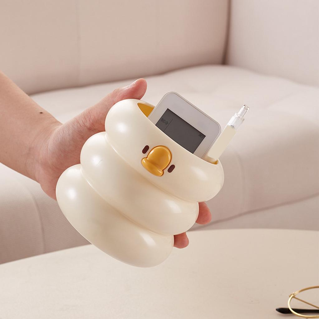 Desktop Pencil Pen Holder Cute Cartoon Duck Ample Capacity Desk Supplies Makeup Brush Organizer for