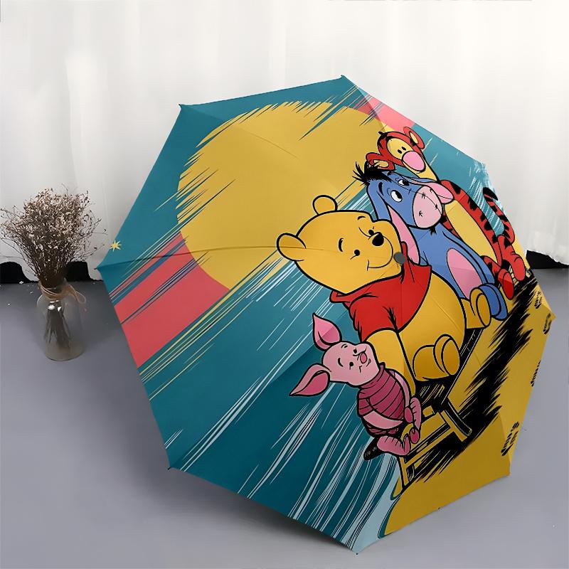 1 Auto Open Pooh Bear, Tigger Themed Colorful 8-rib Portable Umbrella for Men and Women, A Compact Commuting Companion Suitable for Daily Dr